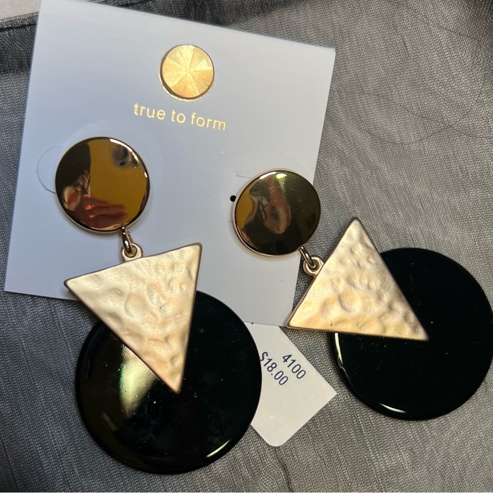 True to Form Gold and Black Geometric Earrings